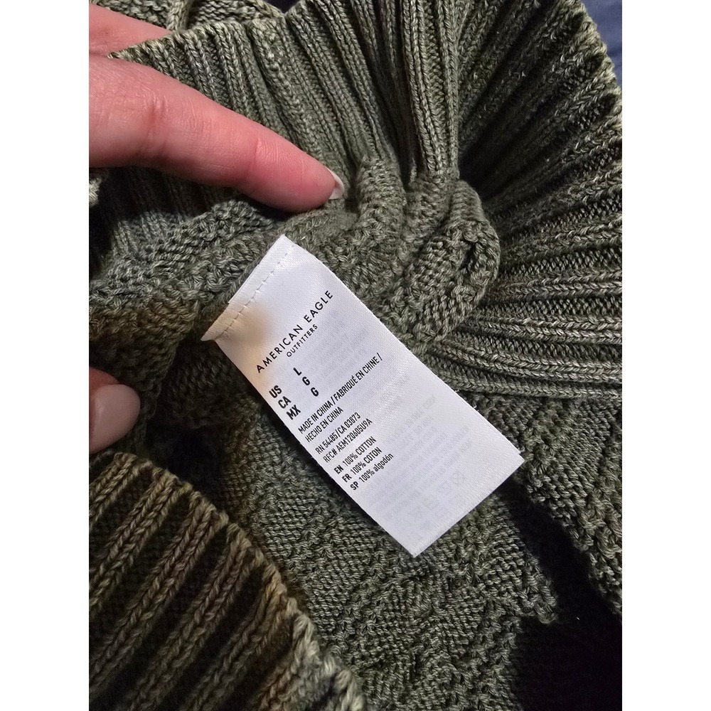 American Eagle Olive Green Cable Knit Cropped Sweater Cami Tank Top‎ Size L - Picture 6 of 7